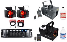 (2) American Dj Encore Fr Pro Color Fresnel Beam Lights+dmx Control+hazer+fogger