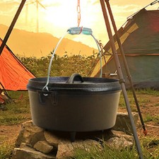Pre-Seasoned Cast Iron Camp Dutch Oven with Legs, 4.5 L Outdoor Camping Stew Pot
