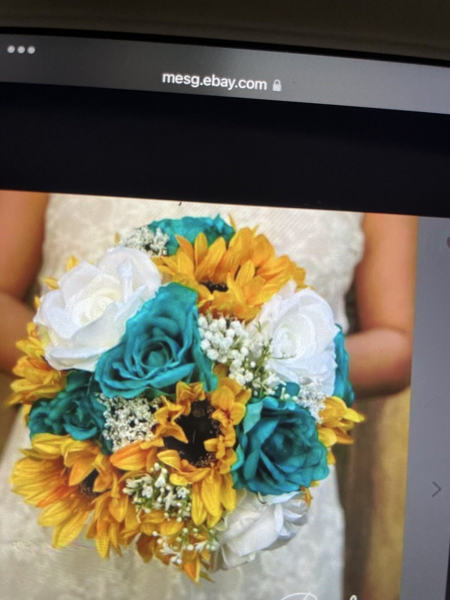 Jessie Special Order Wedding flowers sunflower And Turquoise