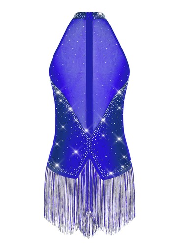 Womens Sparkly Latin Dance Leotard Dress Samba Tango Ballroom Dance Costume - Picture 24 of 140