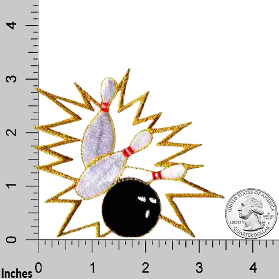  Patches de boliche (pacote com 2) apliques esportivos bordados de ferro - Imagem 3 de 4