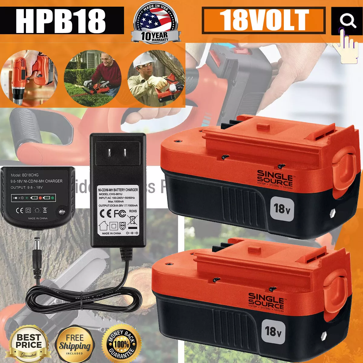 20V Lithium Battery Charger for Black and Decker Hpb18-Ope Hpb18