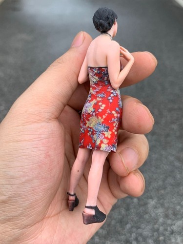 1/18 Scene Props Cheongsam girl Miniature Anime Figure Doll Toys Fit Car Model - Picture 4 of 20