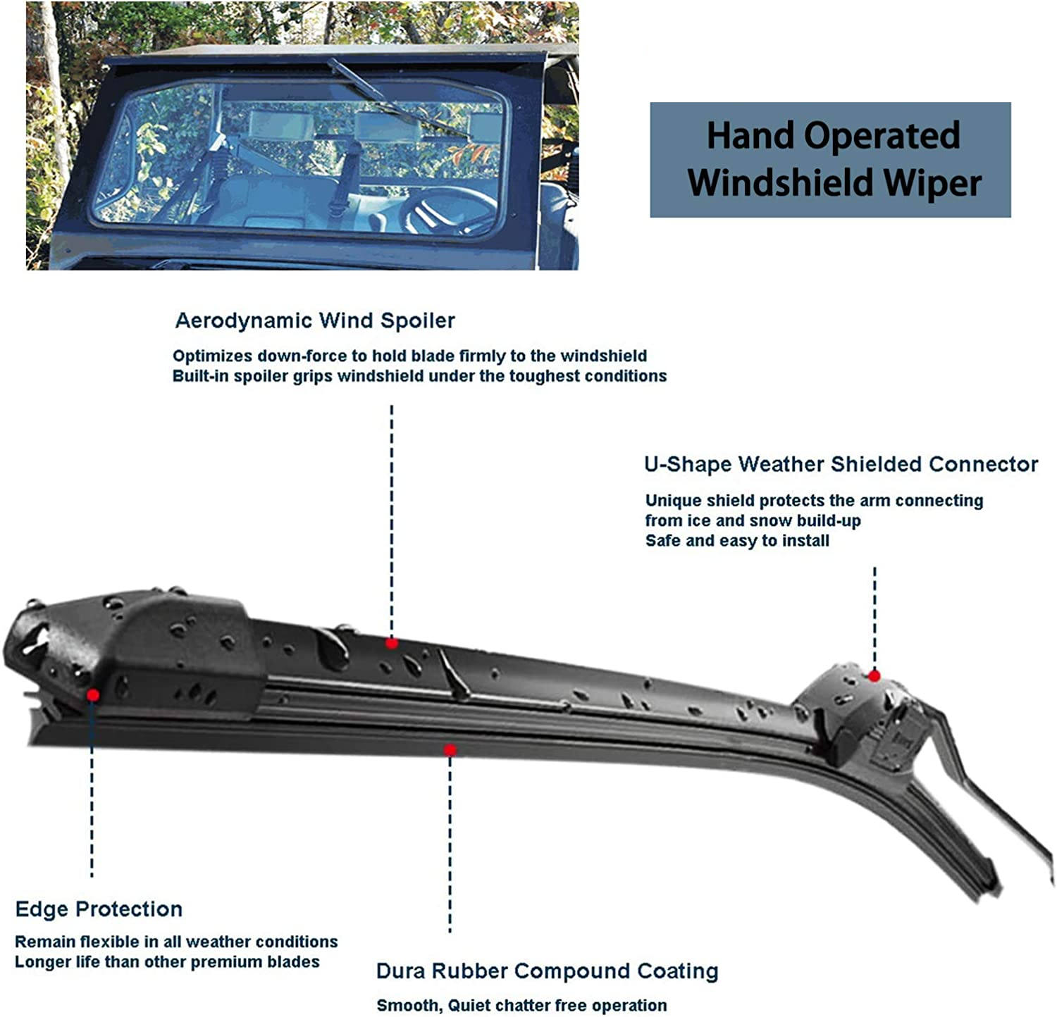 Manual Windshield Wiper Kit for UTV Polaris RZR Can Am Kawasaki Honda Pioneer eBay