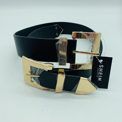 Shein Womens Black Belt Gold Buckle - NWT 37 
