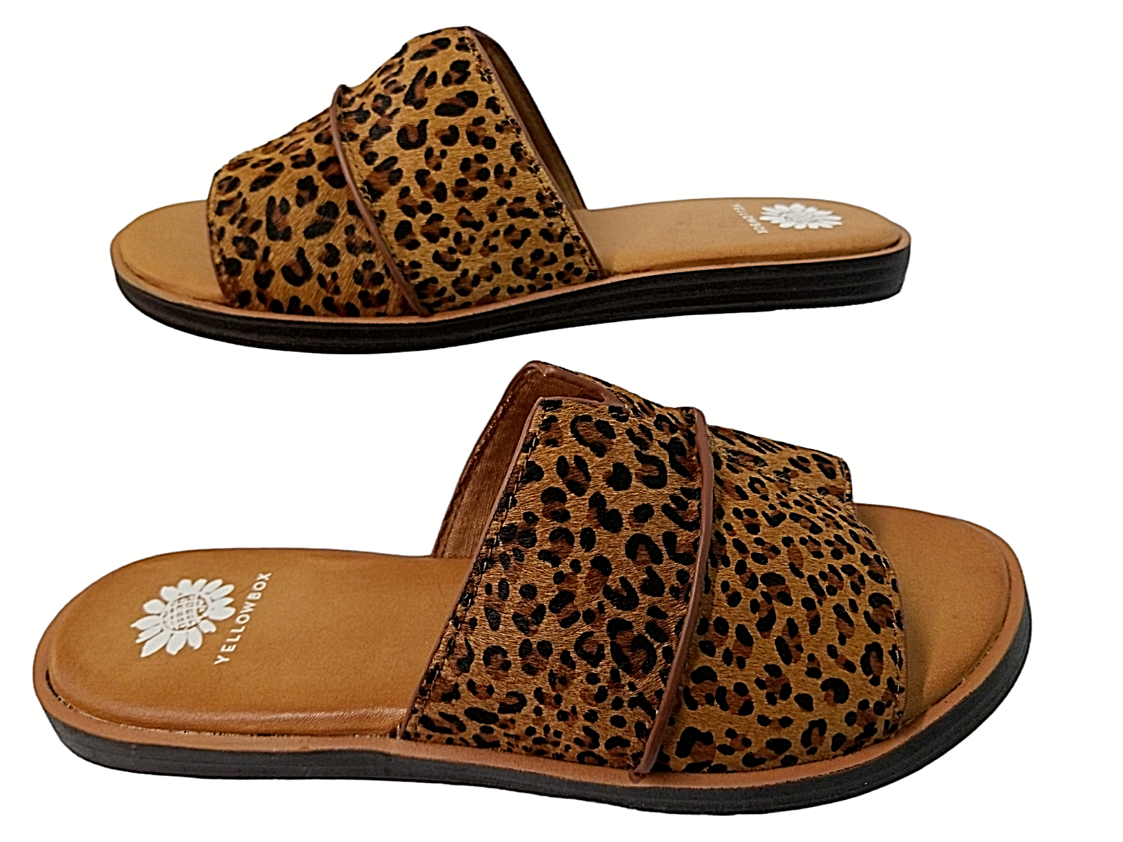 Yellow Box Women's Bellenos 7.5 Leopard Leather Slide Lightweight Real Fur  NWB | eBay