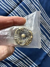 Vtg Bronze French Provincial Drawer Knob -1 6/16" Diameter Floral Round