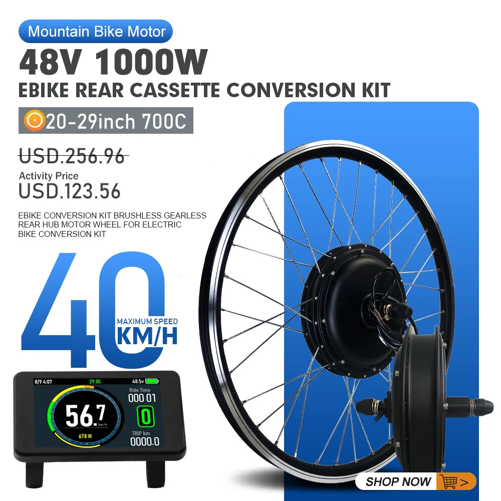 MTB Ebike Conversion Kit 48V 1000W Brushless Rear Cassette Hub