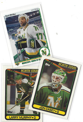 Minnesota North Stars Lot of 3 Cards Jon Casey, Larry Murphy, Basil McRae  (C)