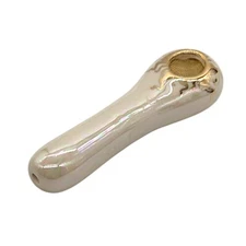 4" Unique Ceramic Smoking Tobacco Pipe White Mother of Pearl Made In USA