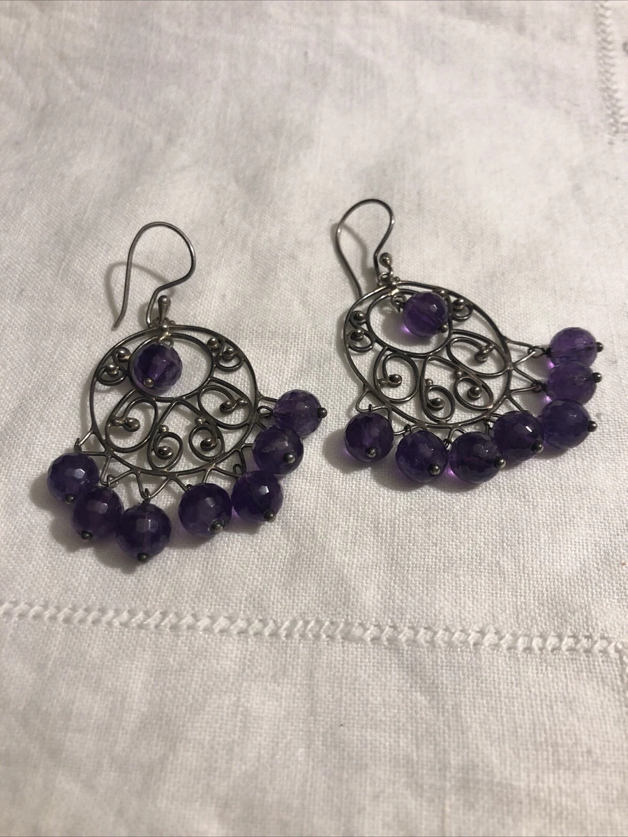Orecchini In Argento 925 Con Ametista - Chic-Net Rotondi - Pietra Viola 5mm - Gioielli Eleganti Per Donna