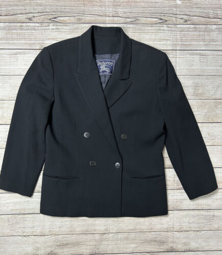 Vintage Burberrys Women's Black 100% Wool Blazer Jacket Size 10 Made in USA - Picture 11 of 11