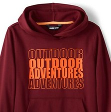Lands End Boys 4 Burgundy Outdoor Adventures Graphic Tricot Hoodie NEW 