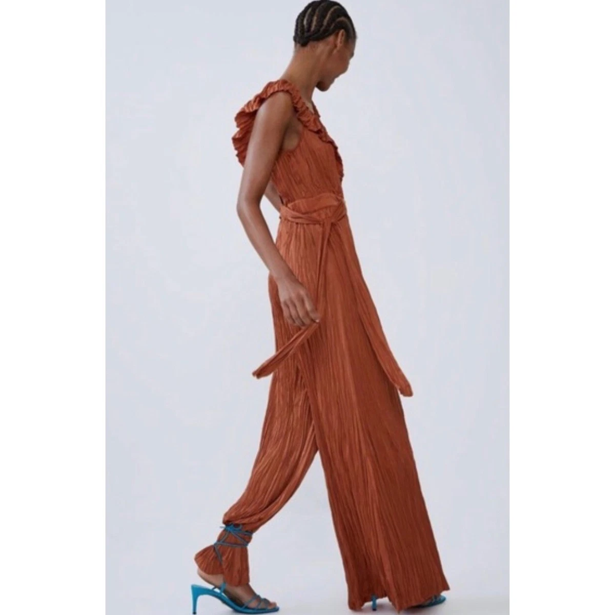 Zara sales crinkle jumpsuit