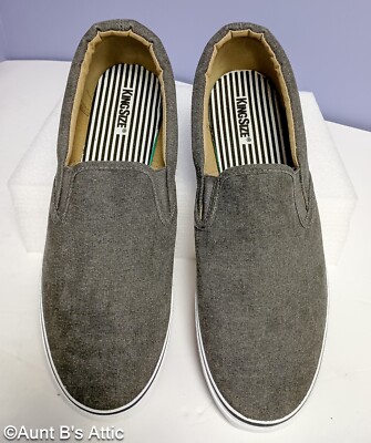 Shoes Men's King Size ''Athletic'' Casual Gry Canvas Slip On Rubber Sole Shoes 16M
