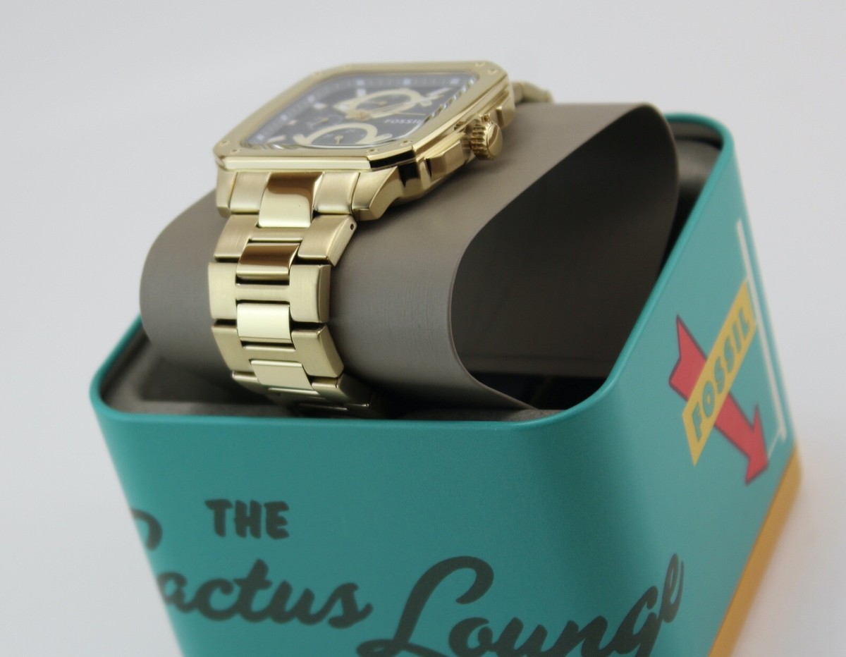 NEW AUTHENTIC FOSSIL INSCRIPTION GOLD GUNMETAL CHRONOGRAPH BQ2656  