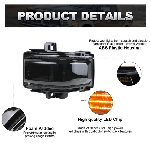 Switchback Tow Mirror Turn Signal Light for 17-22 Ford F-150 F250 F350 F450 F550 - Picture 8 of 9
