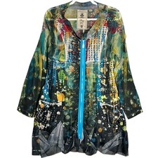 Fleur De Lis Sz M Long Sheer Full Zip Abstrac...