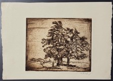 Rudolf Koch, „Bäume", Radierung auf Bütten, handsigniert mit Bleistift