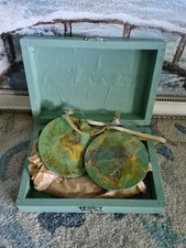 Handcrafted painted wooden box with two Christmas Ornaments great teacher's gift