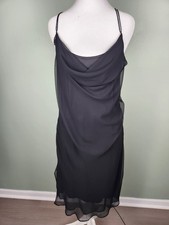 Simply Vera Vera Wang Black Chiffon Cowl Neck Slip Dress Size M.