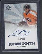 2011-12  SP Authentic Future Watch MATT READ  Rookie Auto #954/999