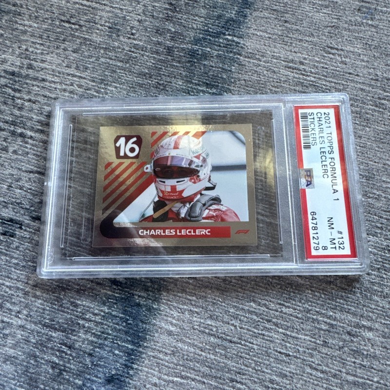 2021 Topps F1 Stickers Charles Leclerc #132 Foil PSA 8