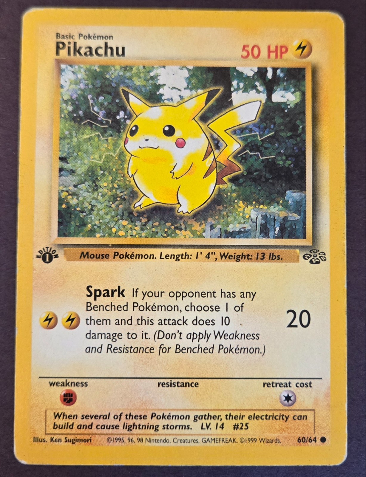 Pikachu 60/64 Jungle First Edition Pokémon 1999 Vintage Heavily Played