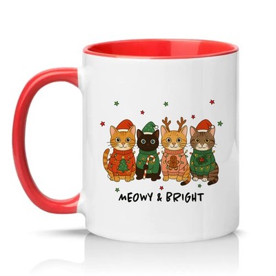 Meowy & Bright Unisex 11 Unzen Keramiktasse Katzenliebhaber Weihnachtsgeschenk
