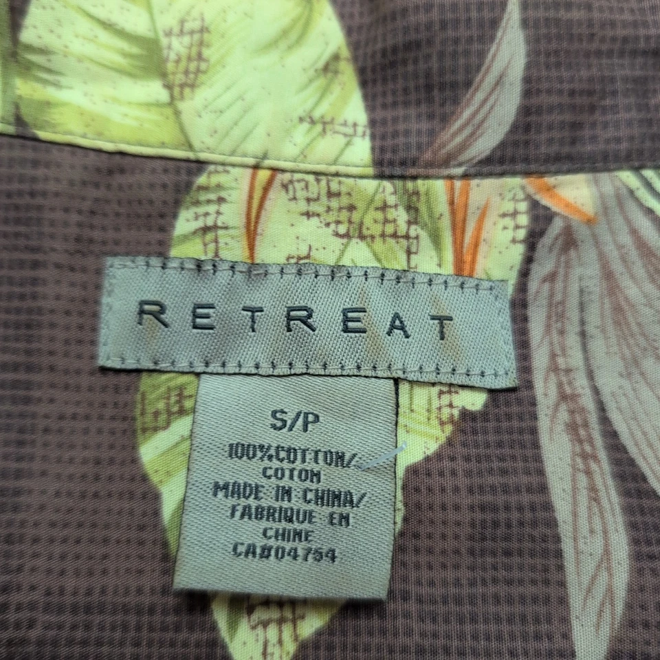 Chemise Hawaïenne Retreat S Coton Marron Feuillage Tropical manches courtes - Photo 3/4
