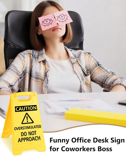 Caution Overstimulated Do Not Approach Office Decor Funny Desk Sign for Women Co - Picture 5 of 12