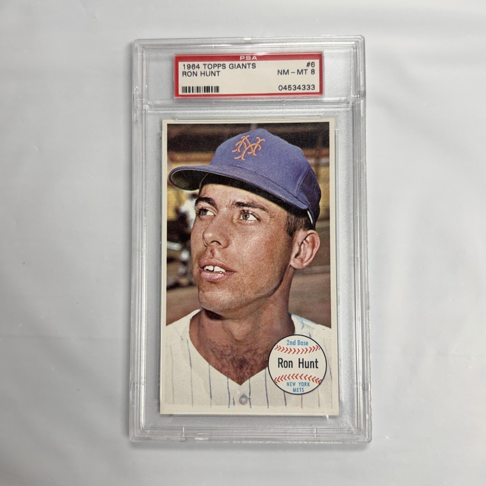 Vintage 1964 Topps Giants Ron Hunt #6 PSA 8 NM-MT New York Mets Baseball Card