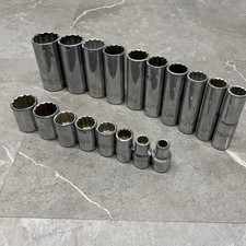 Proto Usa 12 Drive 12 Point Sae Deep Shallow Socket Set 18pc Lot Chrome Proto Usa 12 Drive 12 Point Sae Deep Shallow Socket Set 18pc Lot Chrome