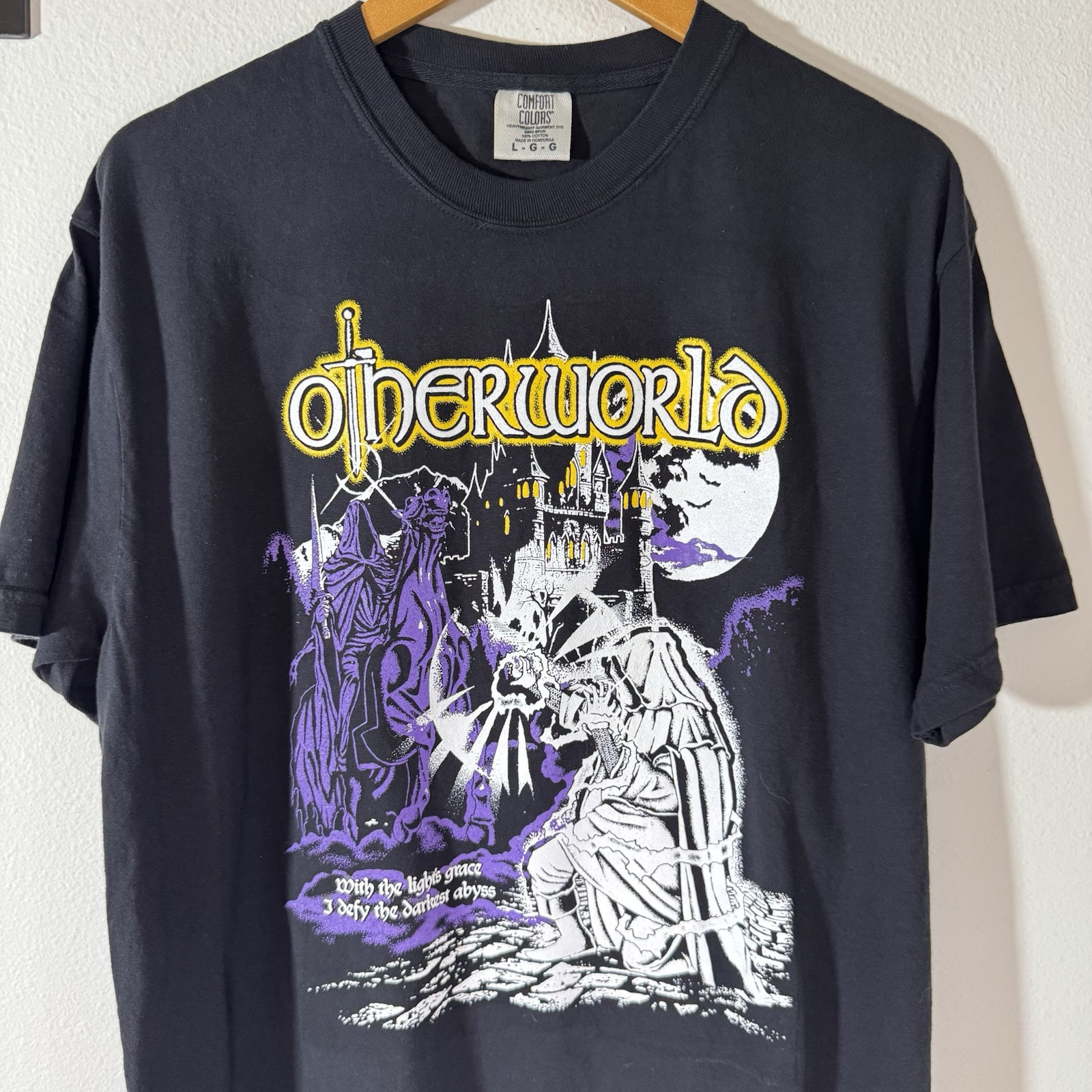 ALTRA T shirt Otherworld Dark Fantasy Game taglia grande castello grafico mago