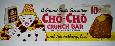 Damascus Dairy Paper Sign Advertising CHO CHO Crunch Bar 1947 Some Damage