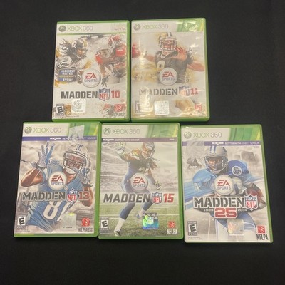 Madden NFL 10, 11, 13, 15, 25 Lot Of 5 Xbox 360 Football Games Tested Great Cond