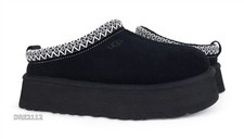 UGG Tazz Black Suede Fur Slippers 1121553 Womens Size 8 -NIB-