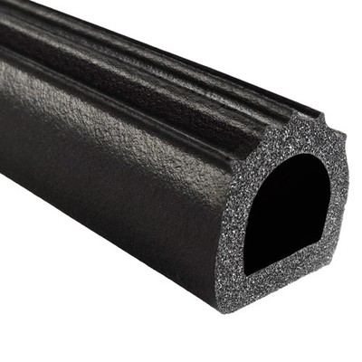 Fairchild RS1019-50 EPDM Black Sponge Rubber D-Seal w PSA Tape & Ribs