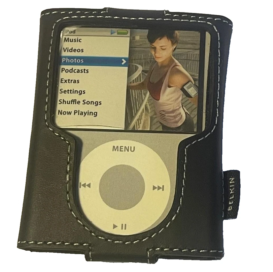 Funda protectora cómoda delgada suave duradera de cuero para iPod Nano 3G negra Foto 2 de 4