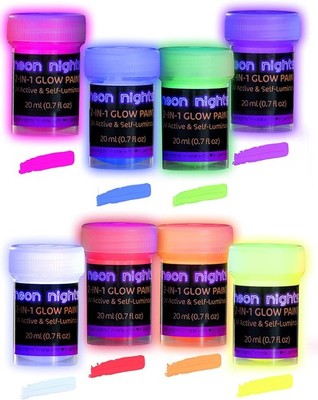 neon nights 2-IN-1 Glow In The Dark Acrylic Paint Set Glows in the Dark & under 