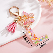 1Pc A-Z Letters Pendant Keychain Tassels Key Chains Hanging Pendant Women DIY Je