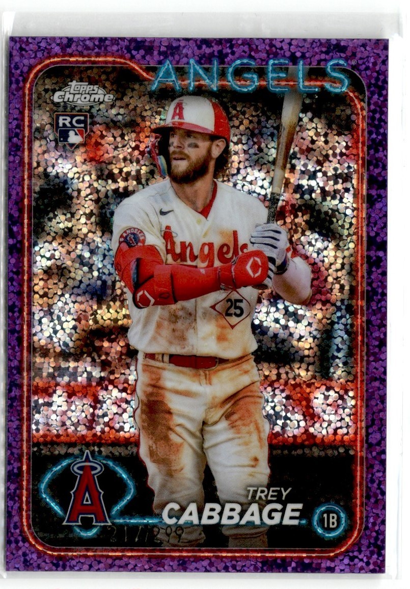 2024 Topps Chrome Purple Speckle Refractor Trey Cabbage /299 #226 RC Los Angeles