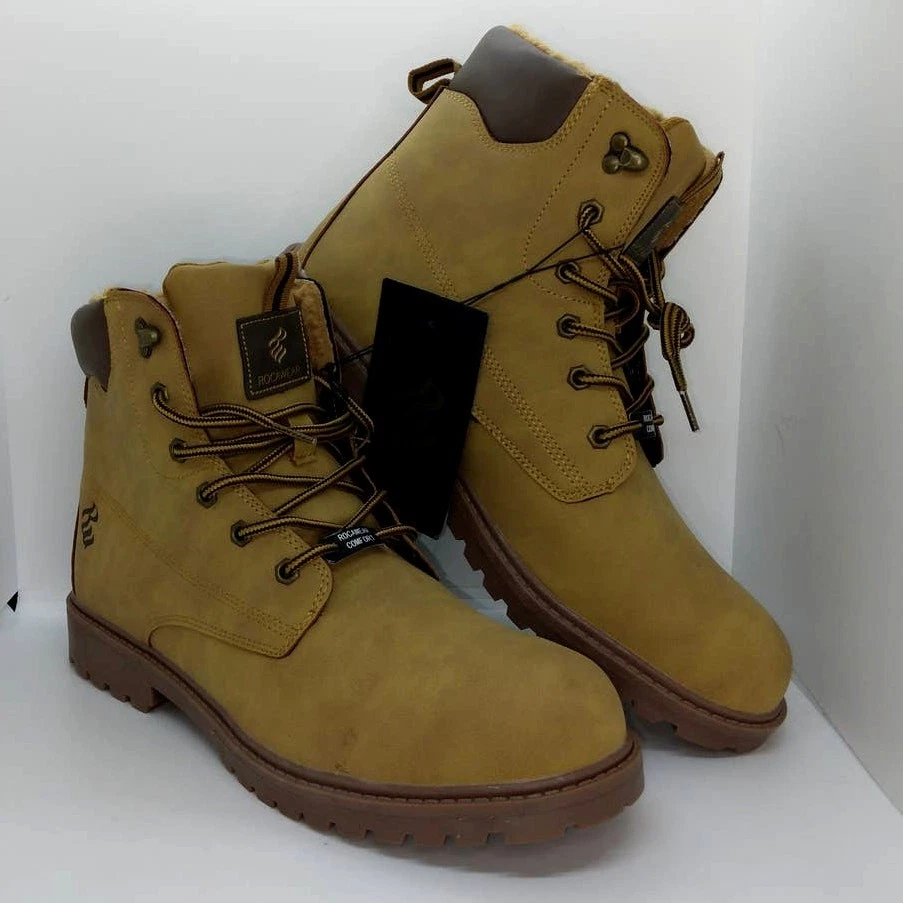 Rocawear NEW Men's Wheat Brown Faux Leather Hiking Boots - sz. 12
