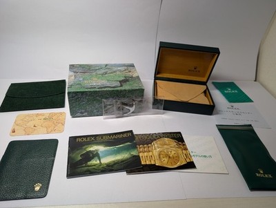 Rolex Watch Box Case Green Leather Wood Booklet Anchor For Submariner 68.00.55