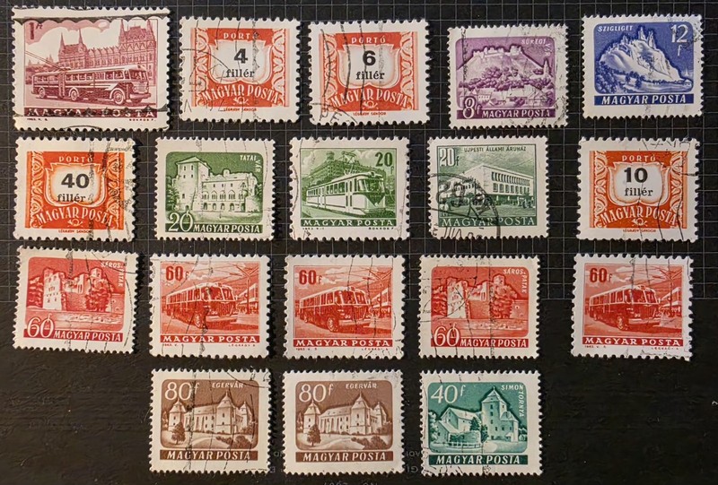 Vintage Hungary Stamp Lot (20) - 1960s Castles, Transport & Postage Due - CTO