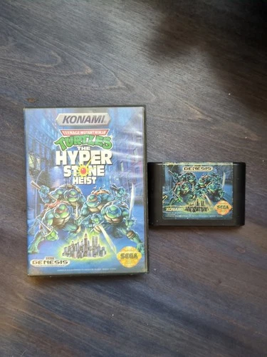 Teenage Mutant Ninja Turtles The Hyper Stone Heist Sega Genesis 1992 Box & Game
