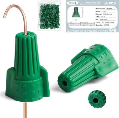 Green Ground Wire Nut Connectors 50PCS 14-10 AWG Winged Ho Number of Items: 50