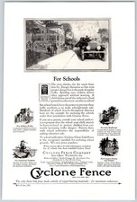CYCLONE FENCE FOR SCHOOLS Vintage 6.5"x10" Magazine Ad 1920'S M748 I