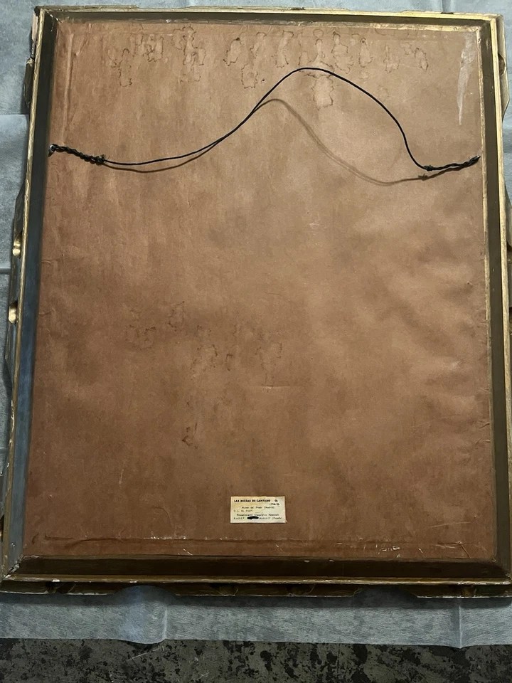 Vintage Antique Old Oil On Canvas Victorian Couple Man Women Gold Wood Frame - Image 2 of 2