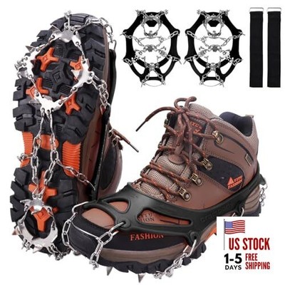  Crampons for Shoes, Traction Cleats Ice Snow Grips with 19 X-Large Black